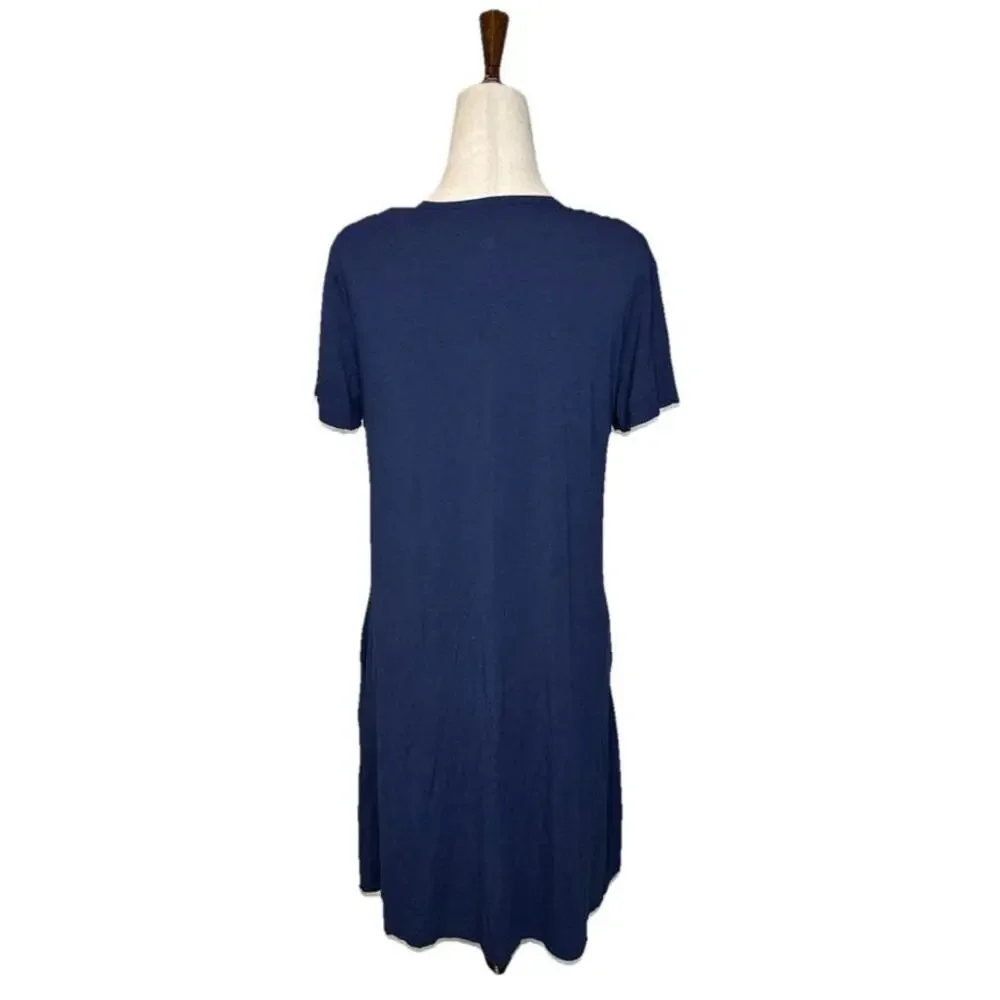 Kindred Bravely M Eleanora Bamboo Maternity Nursing Dress Blue Stretch Comfort - Picture 5 of 7